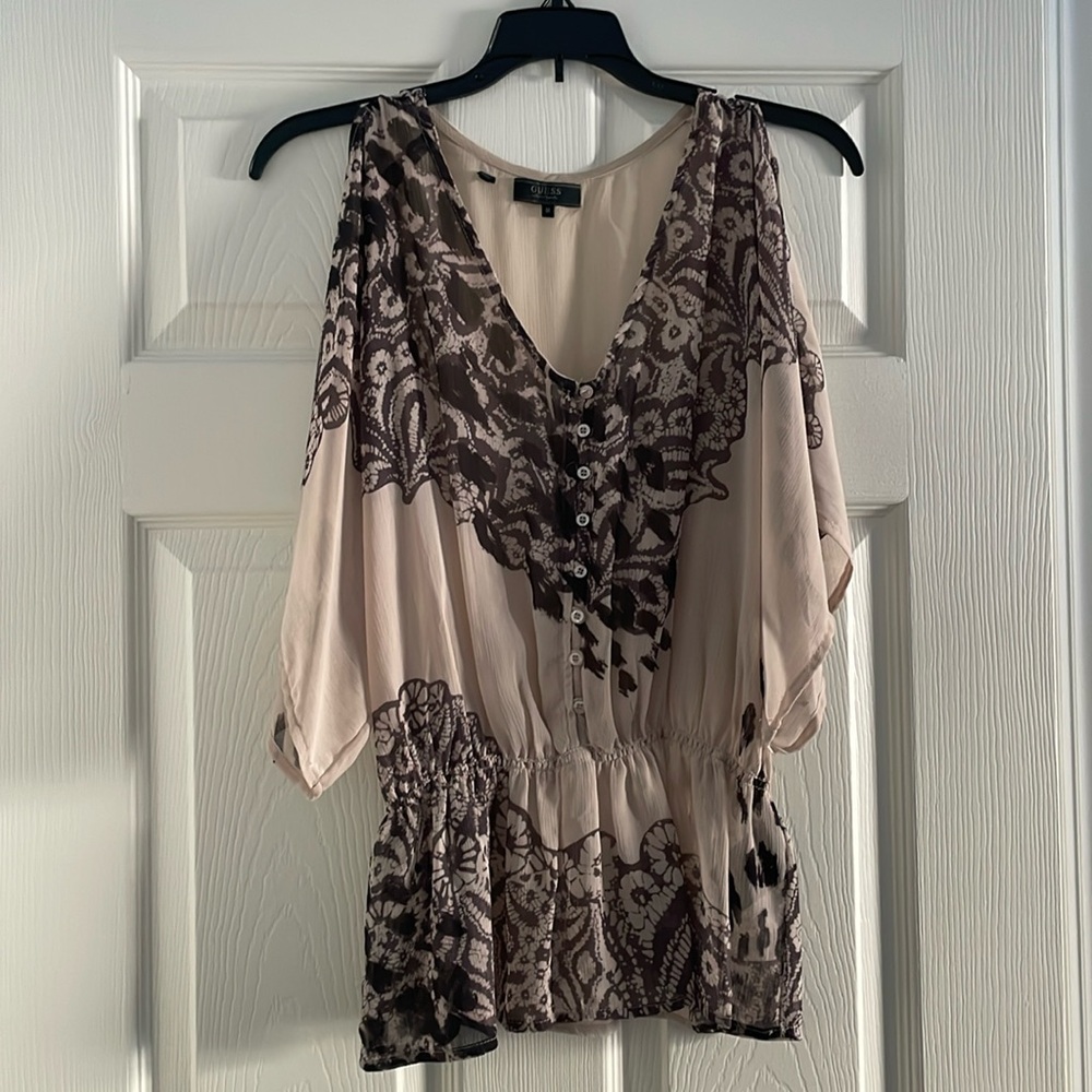 Guess sheer short sleeve dress shirt